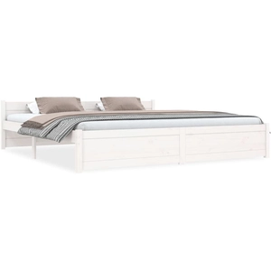 vidaXL Cadre de lit Blanc Bois massif 180x200 cm Super King pas cher