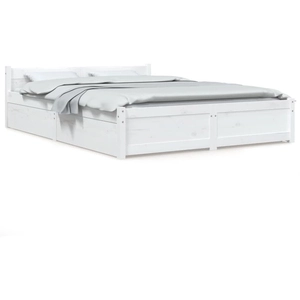 vidaXL Cadre de lit avec tiroirs Blanc 140x190 cm pas cher