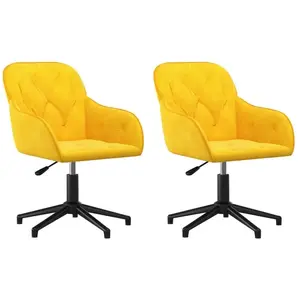 vidaXL Chaises pivotantes à manger lot de 2 Jaune Velours pas cher