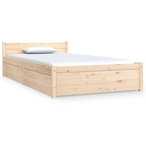 Vidaxl - Cadre de lit avec tiroirs 90x190 cm Simple Naturel pas cher