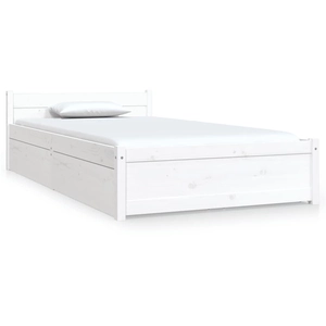 vidaXL Cadre de lit avec tiroirs Blanc 90x190 cm Simple pas cher