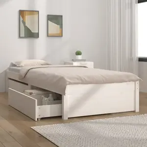 vidaXL Cadre de lit avec tiroirs blanc 75x190 cm pas cher