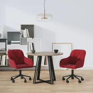 vidaXL Chaises pivotantes à manger lot de 2 Rouge bordeaux Velours pas cher