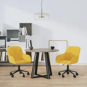 vidaXL Chaises pivotantes à manger lot de 2 Jaune Velours pas cher