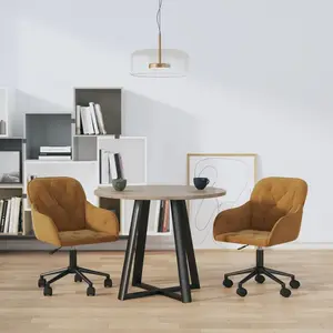 vidaXL Chaises pivotantes à manger lot de 2 Marron Velours pas cher