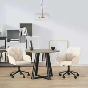 vidaXL Chaises pivotantes à manger lot de 2 Crème Velours pas cher