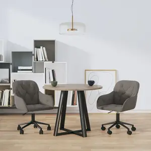 vidaXL Chaises pivotantes à manger lot de 2 Gris foncé Velours pas cher