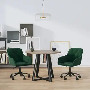 vidaXL Chaises pivotantes à manger lot de 2 Vert foncé Velours pas cher
