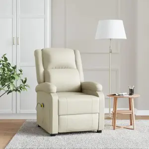 vidaXL Fauteuil de massage Crème Similicuir pas cher