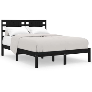 vidaXL Cadre de lit Noir Bois de pin massif 200x200 cm pas cher