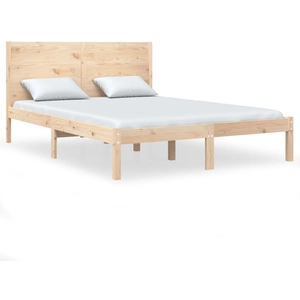 vidaXL Cadre de lit bois massif 135x190 cm double pas cher