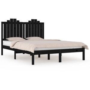 vidaXL Cadre de lit Noir Bois de pin massif 200x200 cm pas cher