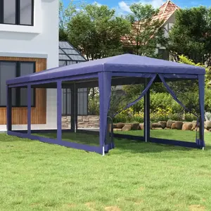 Comparateur de prix : vidaXL Tente de fête avec 8 parois latérales en maille Bleu 3x9 m PEHD
