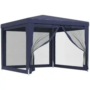 vidaXL Tente de fête avec 4 parois latérales en maille Bleu 3x3 m PEHD pas cher