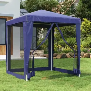vidaXL Tente de fête avec 4 parois latérales en maille Bleu 2x2 m PEHD pas cher