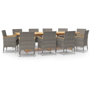 vidaXL Ensemble à manger de jardin 11 pcs avec coussins Gris pas cher