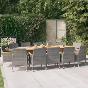 vidaXL Ensemble à manger de jardin 13 pcs avec coussins Gris pas cher
