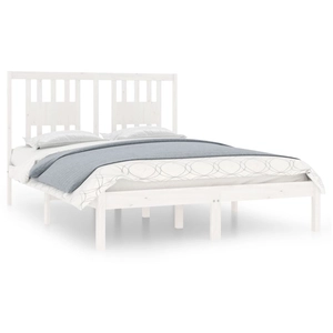 vidaXL Cadre de lit Blanc Bois de pin massif 140x190 cm pas cher