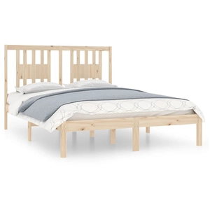 vidaXL Cadre de lit bois massif 135x190 cm double pas cher