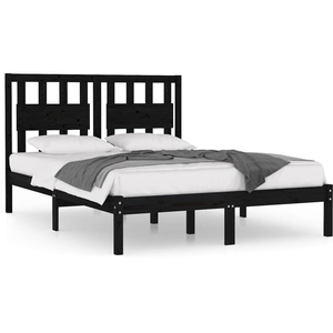 vidaXL Cadre de lit Noir Bois de pin massif 200x200 cm pas cher