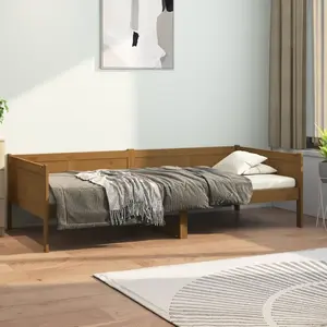 vidaXL Lit de jour Marron miel Bois de pin massif 90x190 cm pas cher