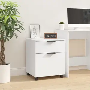 vidaXL Classeur mobile avec roues Blanc 45x38x54 cm Bois d'ingénierie pas cher