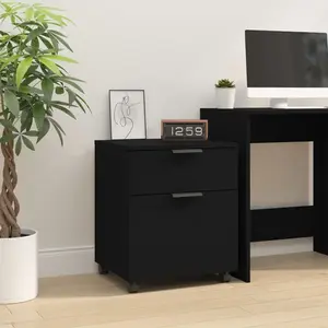 Comparateur de prix : vidaXL Classeur mobile avec roues noir 45x38x54 cm bois d'ingénierie