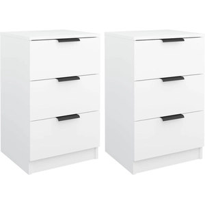 vidaXL Tables de chevet 2 pcs Blanc 40x36x65 cm pas cher