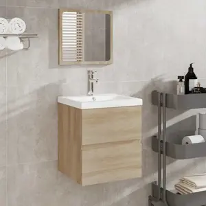 vidaXL Armoire de bain avec miroir chêne sonoma bois d'ingénierie pas cher