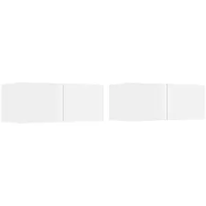 vidaXL Meubles TV 2 pcs Blanc brillant 80x30x30 cm Bois d'ingénierie pas cher