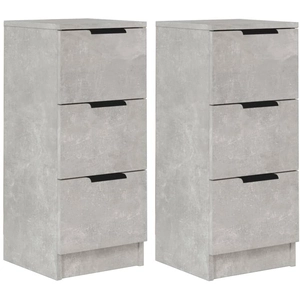 vidaXL Buffets 2 pcs Gris béton 30x30x70 cm Bois d'ingénierie pas cher