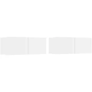 vidaXL Meubles TV 2 pcs Blanc 80x30x30 cm Bois d'ingénierie pas cher