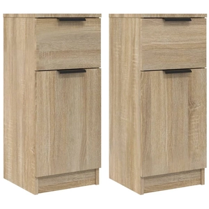 vidaXL Buffets 2 pcs Chêne Sonoma 30x30x70 cm Bois d'ingénierie pas cher