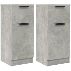 vidaXL Buffets 2 pcs Gris béton 30x30x70 cm Bois d'ingénierie pas cher