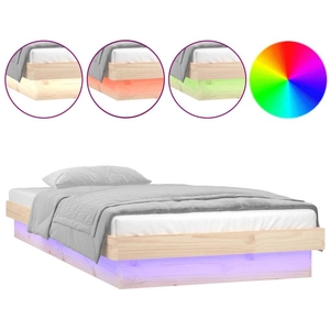 vidaXL Cadre de lit à LED 75x190 cm petit simple bois massif pas cher