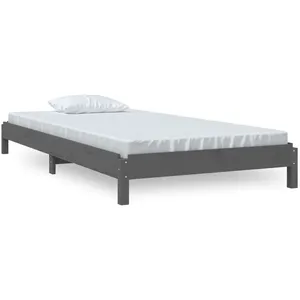 vidaXL Lit empilable Gris 75x190 cm Bois de pin massif pas cher