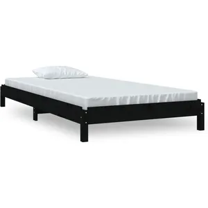 vidaXL Lit empilable Noir 75x190 cm Bois de pin massif pas cher
