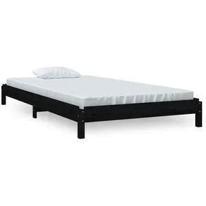vidaXL Lit empilable Noir 90x200 cm Bois de pin massif pas cher