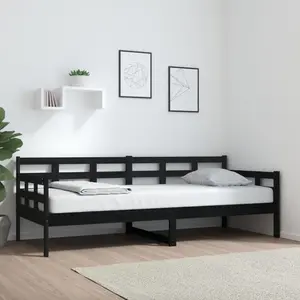 vidaXL Lit de jour noir bois de pin massif 80x200 cm pas cher