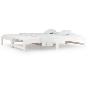 vidaXL Lit coulissant Blanc 2x(90x200) cm Bois de pin massif pas cher