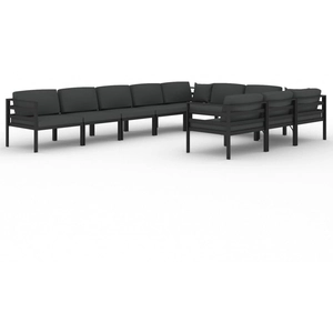vidaXL Salon de jardin 10 pcs avec coussins Aluminium Anthracite