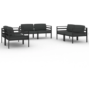 vidaXL Salon de jardin 6 pcs avec coussins Aluminium Anthracite pas cher