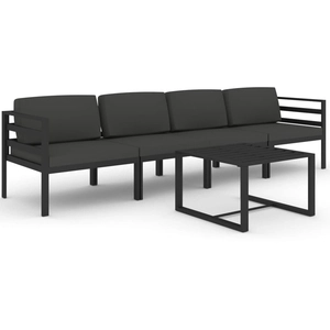 vidaXL Salon de jardin 5 pcs avec coussins Aluminium Anthracite pas cher