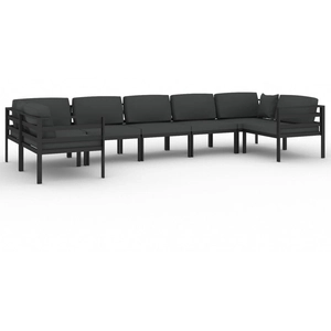 Comparateur de prix : vidaXL Salon de jardin 7 pcs avec coussins Aluminium Anthracite