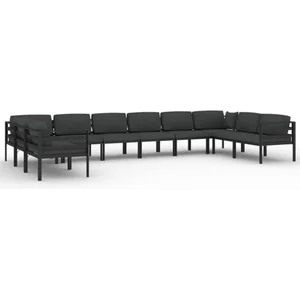 Comparateur de prix : vidaXL Salon de jardin 10 pcs avec coussins Aluminium Anthracite