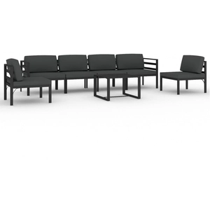 vidaXL Salon de jardin 7 pcs avec coussins Aluminium Anthracite pas cher