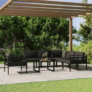 vidaXL Salon de jardin 7 pcs avec coussins Aluminium Anthracite pas cher