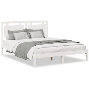 vidaXL Cadre de lit Blanc Bois massif 200x200 cm pas cher