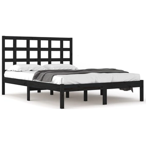 vidaXL Cadre de lit Noir Bois de pin massif 200x200 cm pas cher