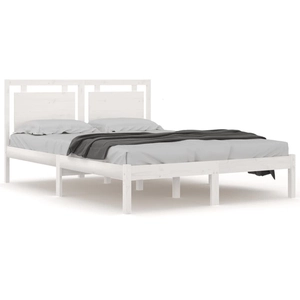 vidaXL Cadre de lit Blanc Bois massif 120x200 cm pas cher